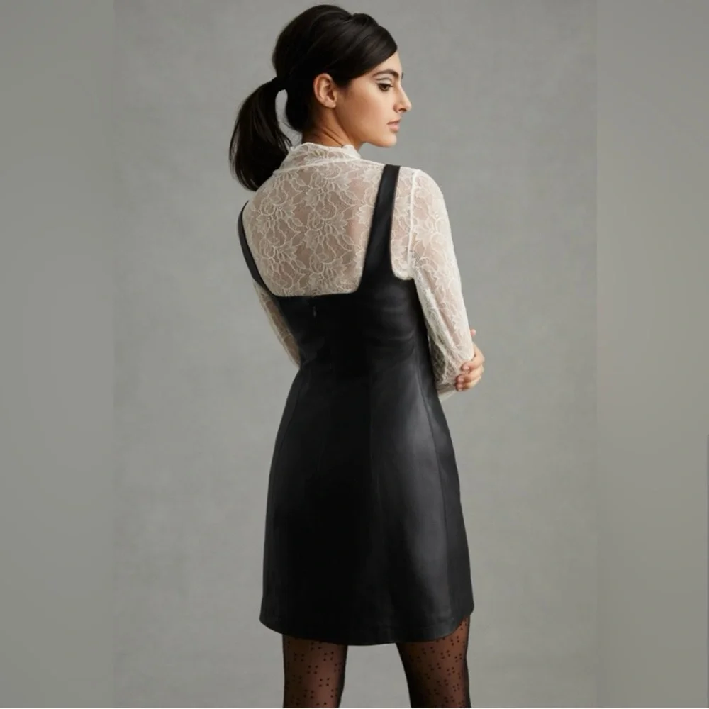 Anthropologie Maeve Faux Leather Mini Dress NWOT Size 14 - Picture 3 of 8